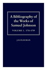 Cover for 

A Bibliography of the Works of Samuel Johnson: Treating His Published Works from the Beginnings to 1984






