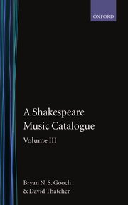 Cover for 

A Shakespeare Music Catalogue






