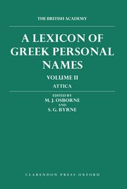 Cover for 

A Lexicon of Greek Personal Names






