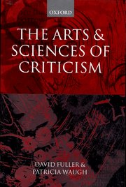 Cover for 

The Arts and Sciences of Criticism






