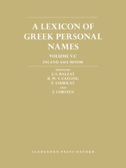 Cover for 

A Lexicon of Greek Personal Names







