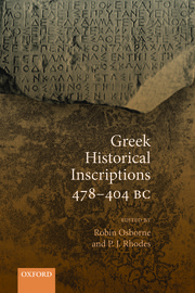 Cover for 

Greek Historical Inscriptions 478-404 BC






