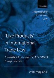 Cover for 

Like Products in International Trade Law






