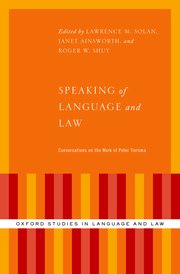 Cover for 

Speaking of Language and Law






