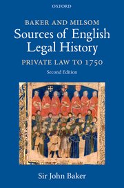 Cover for 

Baker and Milsoms Sources of English Legal History






