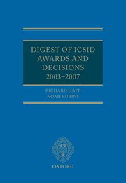 Cover for 

Digest of ICSID Awards and Decisions: 2003-2007






