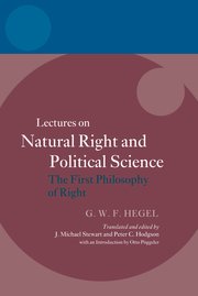 Cover for 

Hegel: Lectures on Natural Right and Political Science






