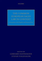 Cover for 

The Common European Sales Law in Context






