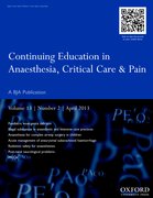 Cover for Continuing Education in Anaesthesia, Critical Care & Pain