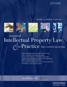 Cover for Journal of Intellectual Property Law & Practice
