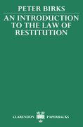 Cover for An Introduction to the Law of Restitution