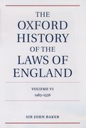 Cover for The Oxford History of the Laws of England Volume VI