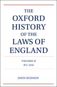 Cover for The Oxford History of the Laws of England Volume II