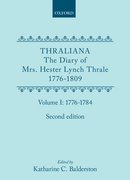 Cover for Thraliana: The Diary of Mrs. Hester Lynch Thrale (Later Mrs. Piozzi) 1776-1809, Vol. 1: 1776-1784