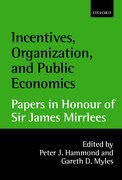Cover for Incentives, Organization, and Public Economics