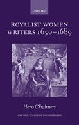 Cover for Royalist Women Writers, 1650-1689